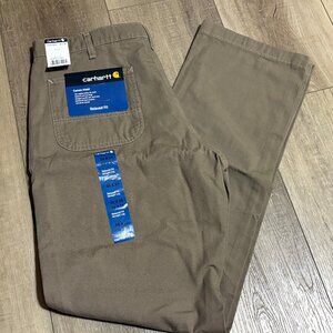 NWT CARHARTT Canvas Khaki Relaxed Fit Work Pants Men's 36x36 Brown